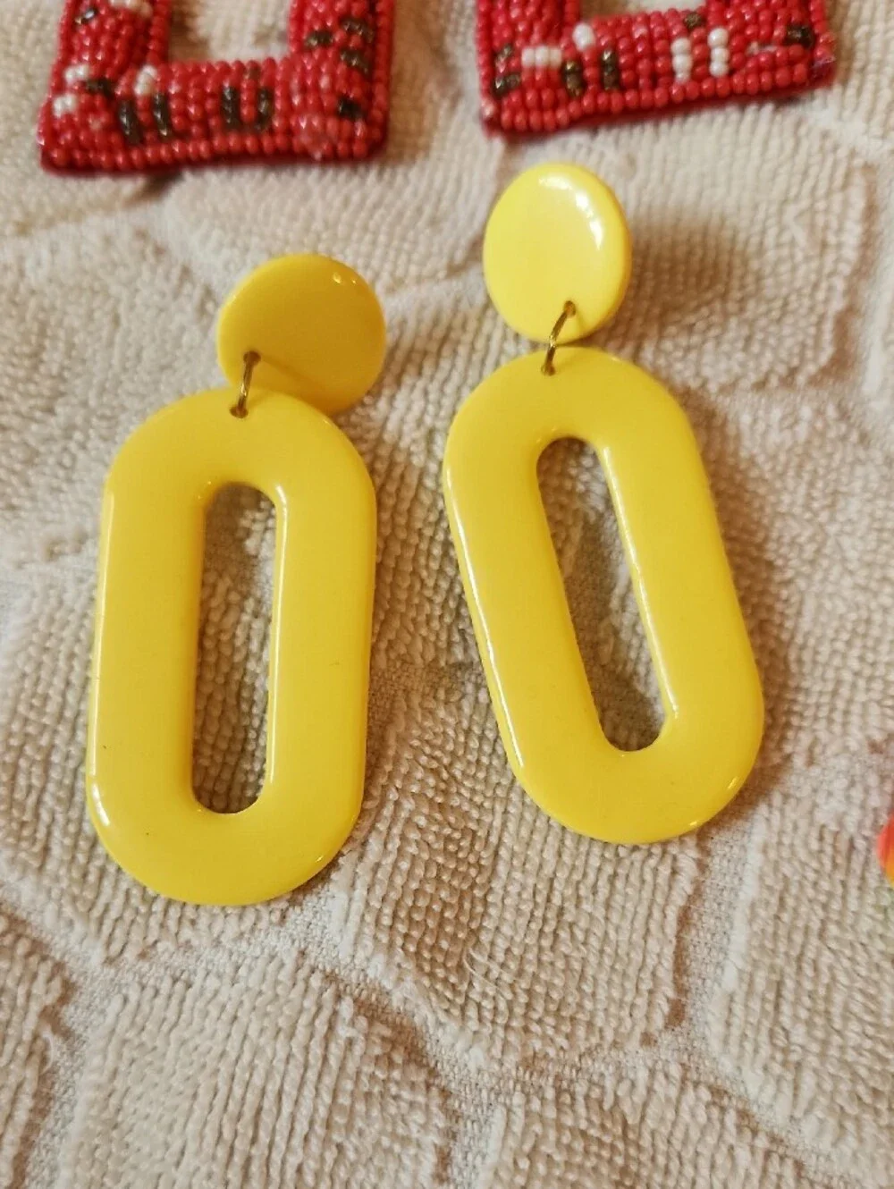 Colorful Statement Earring Set - Red, Yellow, Orange Mix